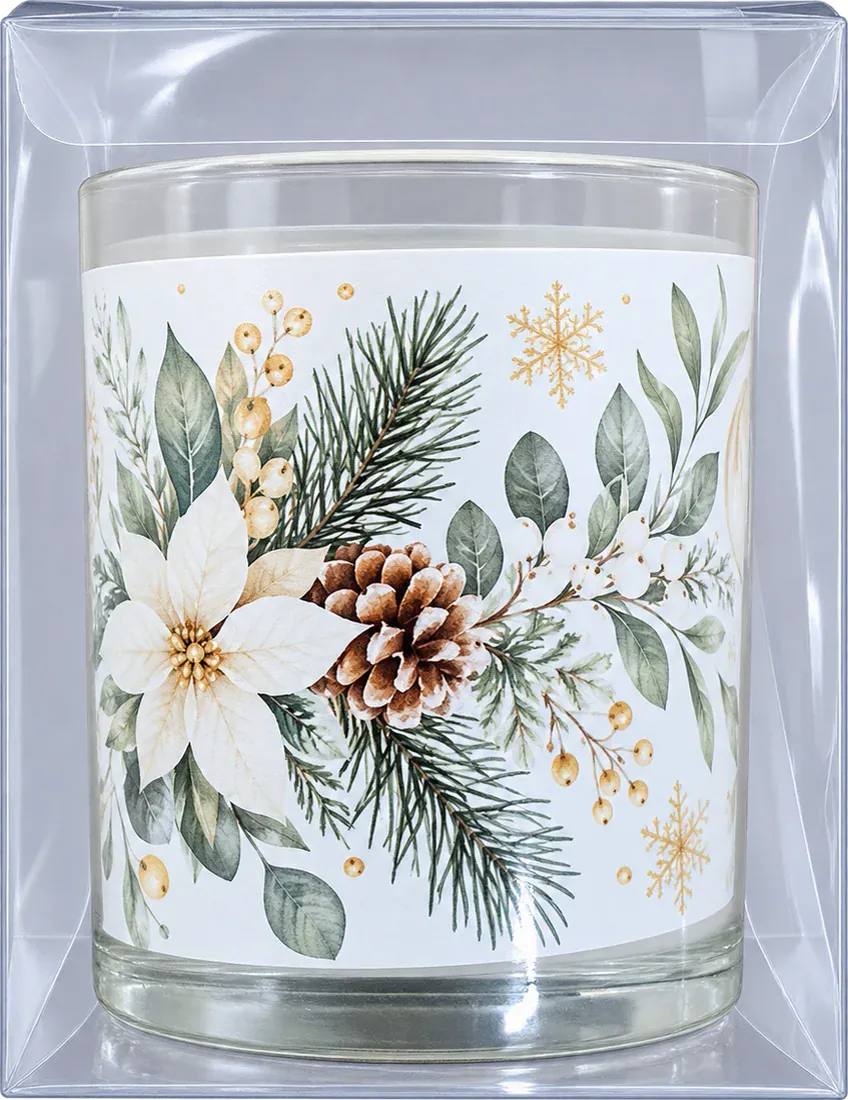 Vela Gingerbread: Rótulo branco e dourado